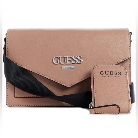 GUESS Women’s Nausha Crossbody Bag with Mini Bag Charm Mauve - Picture 4 of 7